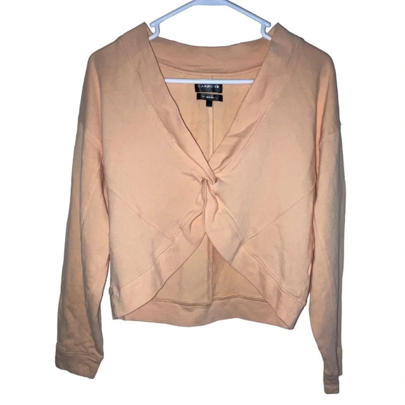 Carbon38 Twist Front Long Sleeve Crop Sweatshirt Size Small Peach Orange Comfort - Picture 7 of 7